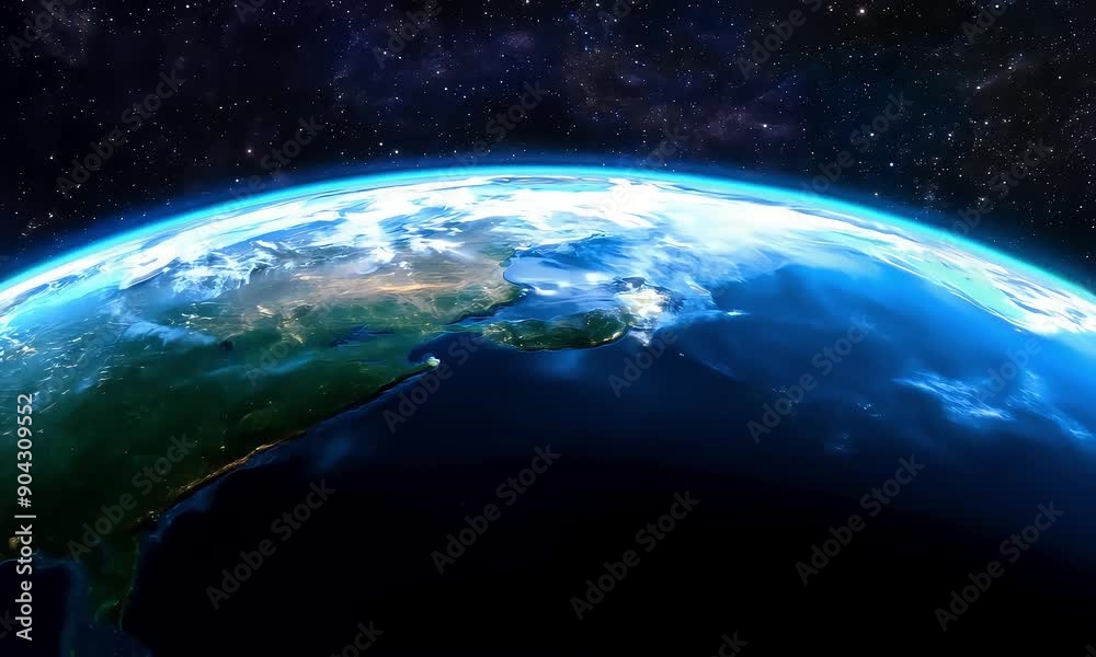 The camera slowly zooms out from a close-up view of planet Earth as seen from space (mov) The camera slowly zooms out from a close-up view of planet Earth as seen from space (mov)