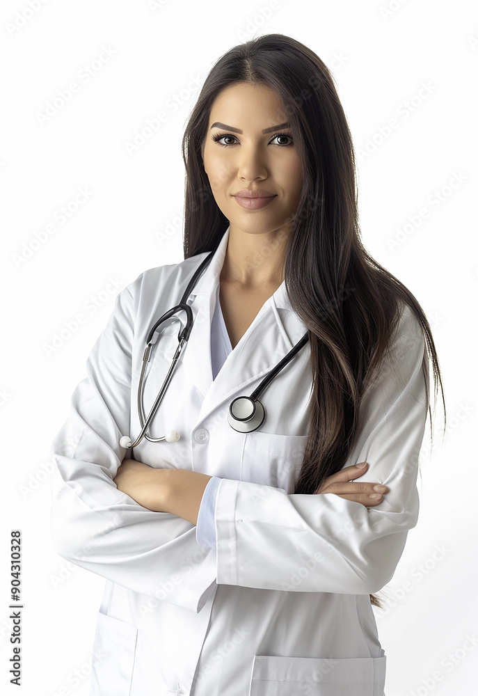 Confident Female Doctor with Stethoscope Smiling Confident Female Doctor with Stethoscope Smiling