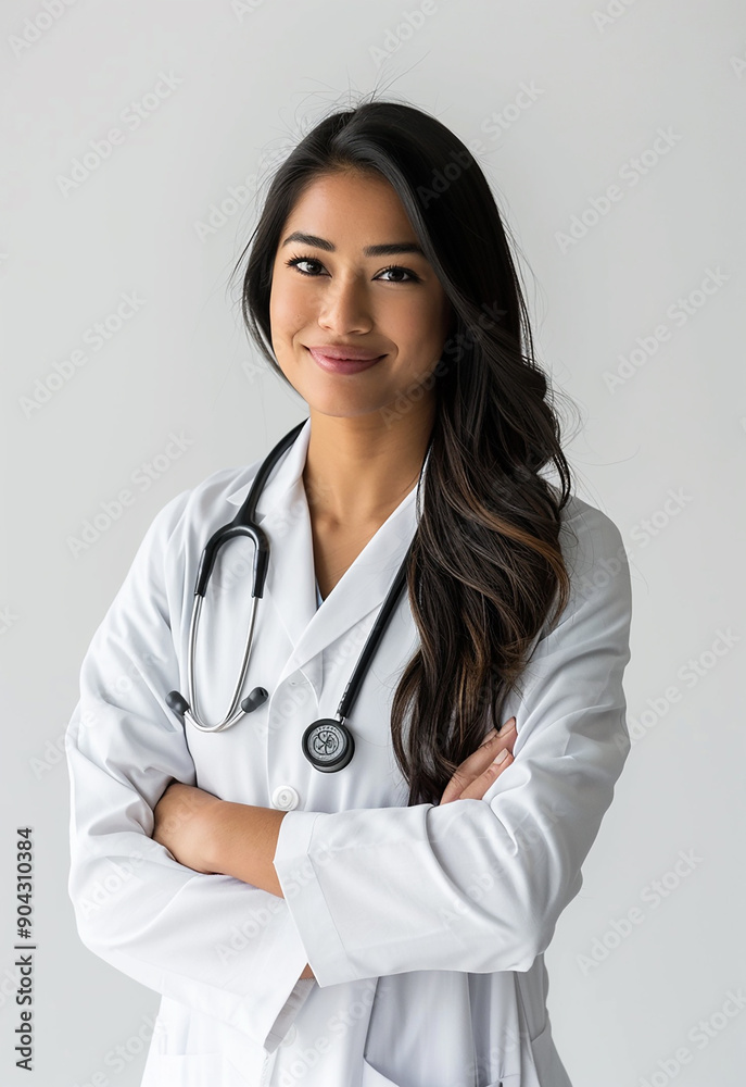 Confident Female Doctor with Stethoscope Smiling Confident Female Doctor with Stethoscope Smiling