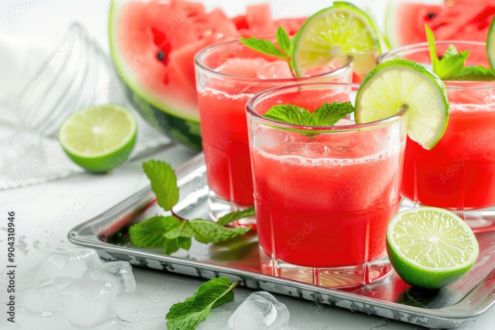 Watermelon and Lime Refreshing Summer Drink Watermelon and Lime Refreshing Summer Drink