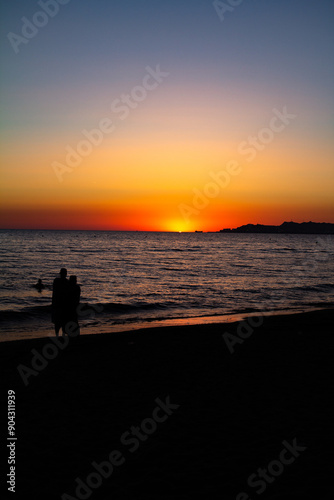 beautiful colorful sunset in the city of Durres