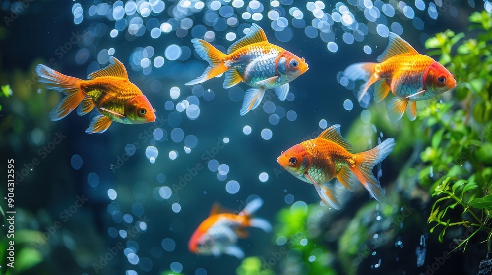 Naklejka premium home aquarium with tropical fish