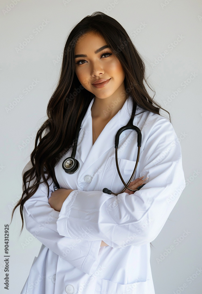Confident Female Doctor with Stethoscope Smiling Confident Female Doctor with Stethoscope Smiling
