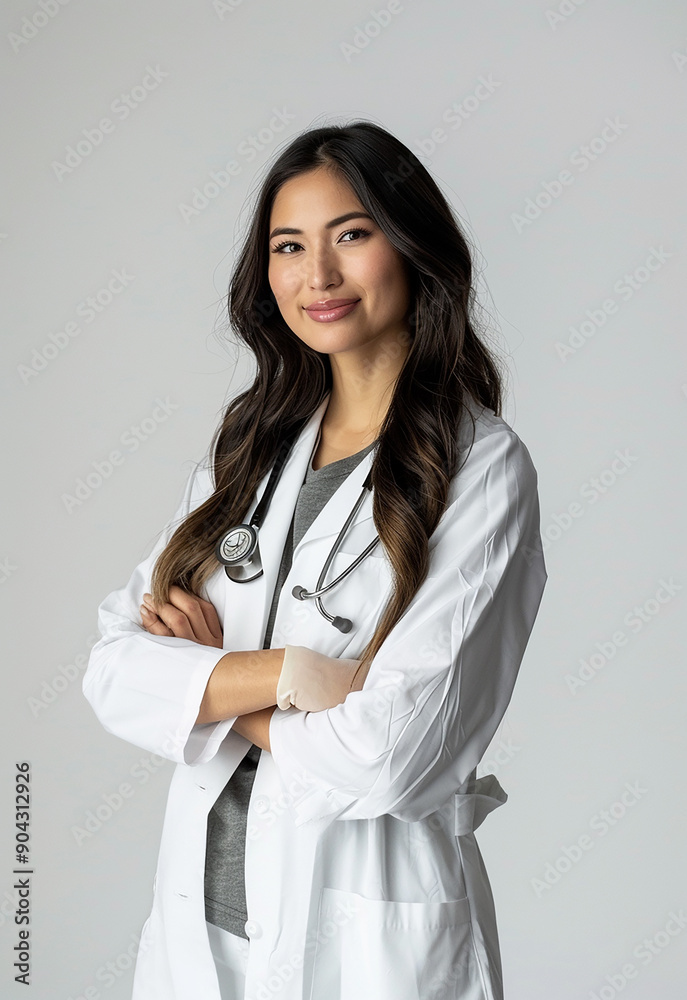 Confident Female Doctor with Stethoscope Smiling Confident Female Doctor with Stethoscope Smiling