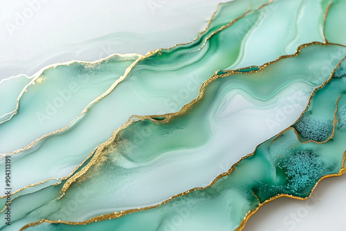 green, metallic gold and white marble luxury background photo