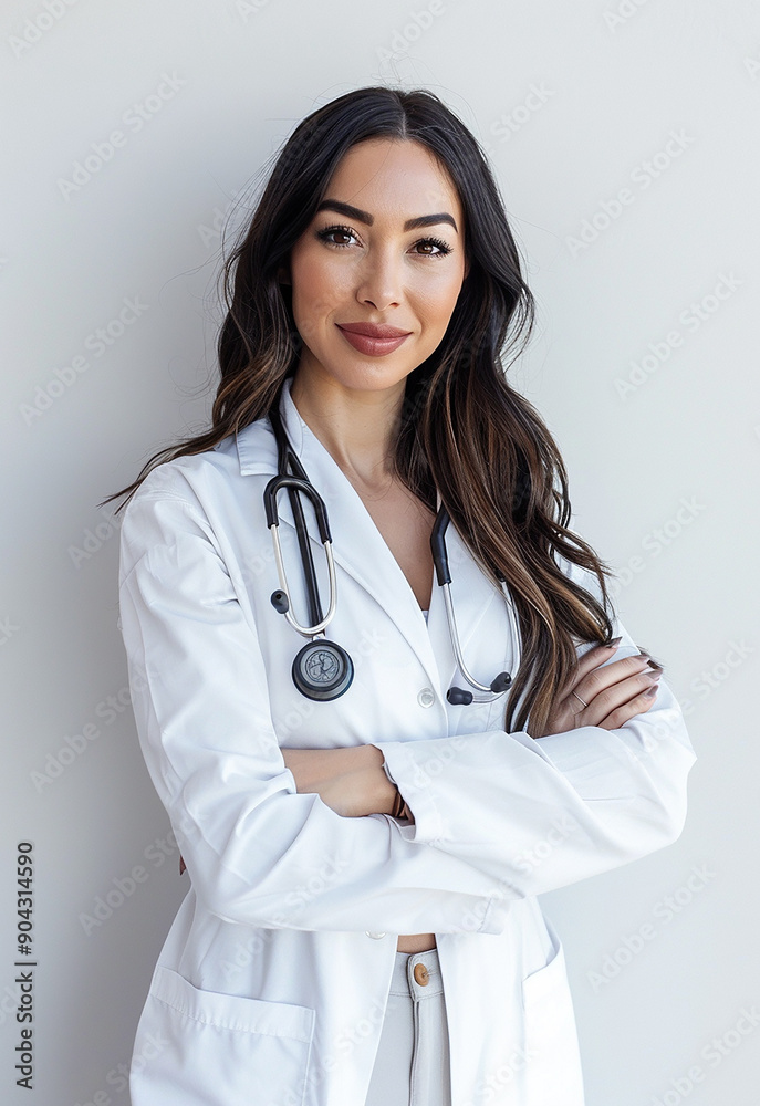Confident Female Doctor with Stethoscope Smiling Confident Female Doctor with Stethoscope Smiling