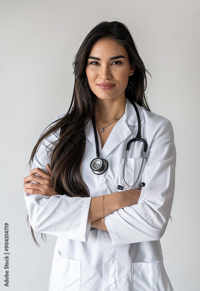 Confident Female Doctor with Stethoscope Smiling Confident Female Doctor with Stethoscope Smiling