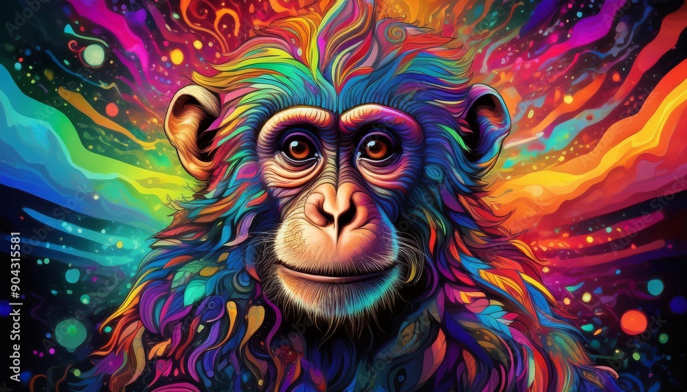 Psychadelic theme Monkey. Chinese New Year symbol
Psychadelic theme Monkey. Chinese New Year symbol