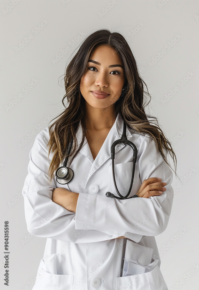 Confident Female Doctor with Stethoscope Smiling Confident Female Doctor with Stethoscope Smiling