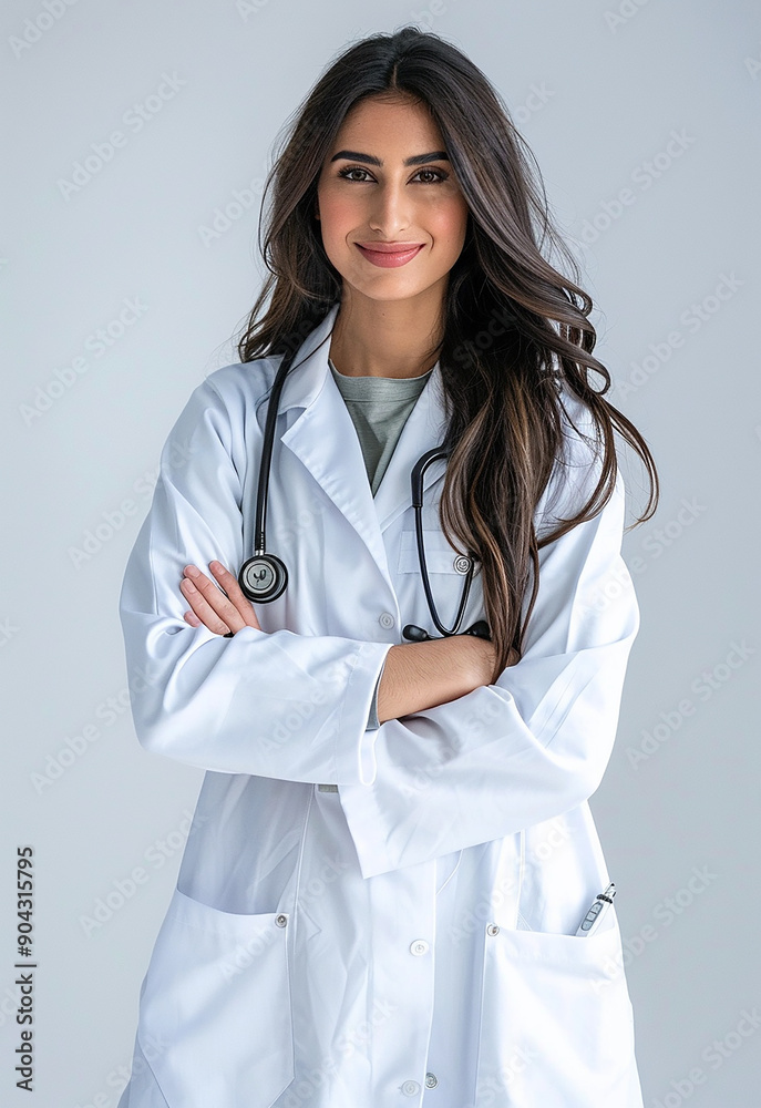 Confident Female Doctor with Stethoscope Smiling Confident Female Doctor with Stethoscope Smiling