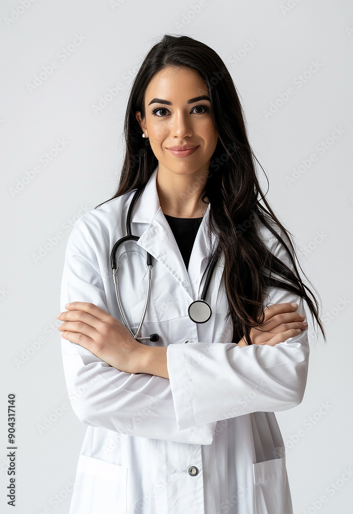 Confident Female Doctor with Stethoscope Smiling Confident Female Doctor with Stethoscope Smiling