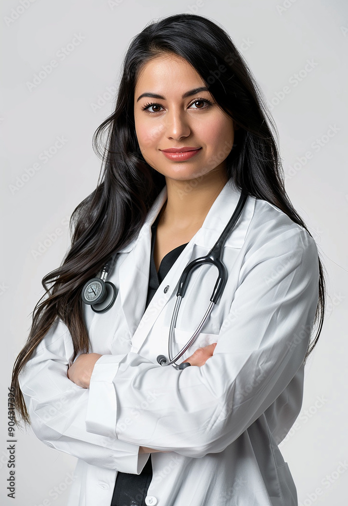 Confident Female Doctor with Stethoscope Smiling Confident Female Doctor with Stethoscope Smiling