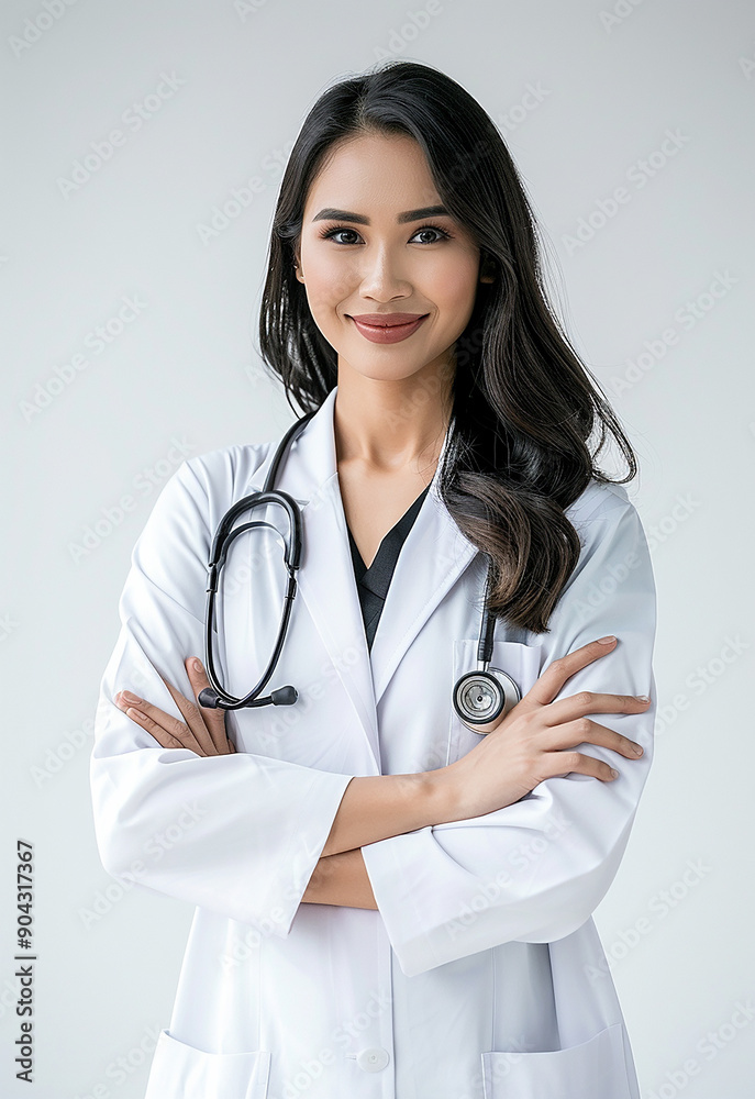Confident Female Doctor with Stethoscope Smiling Confident Female Doctor with Stethoscope Smiling