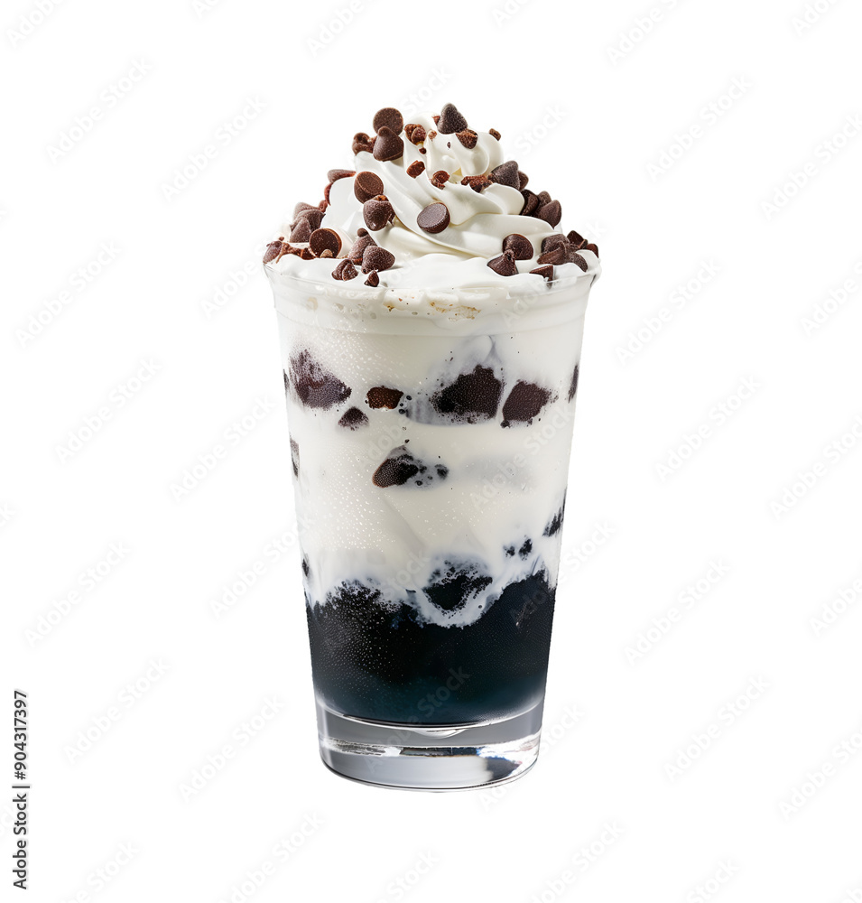 Delicious Ice Cream Drink with Chocolate Chips and Layers of Cream and Coffee Delicious Ice Cream Drink with Chocolate Chips and Layers of Cream and Coffee