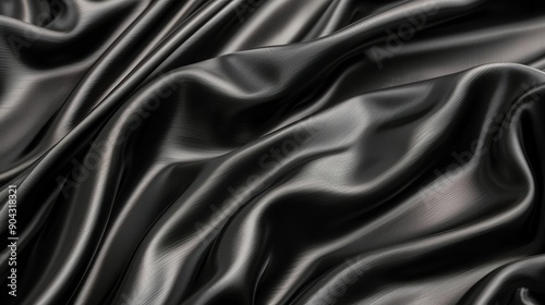 Dark, smooth, flowing fabric with many folds and wrinkles