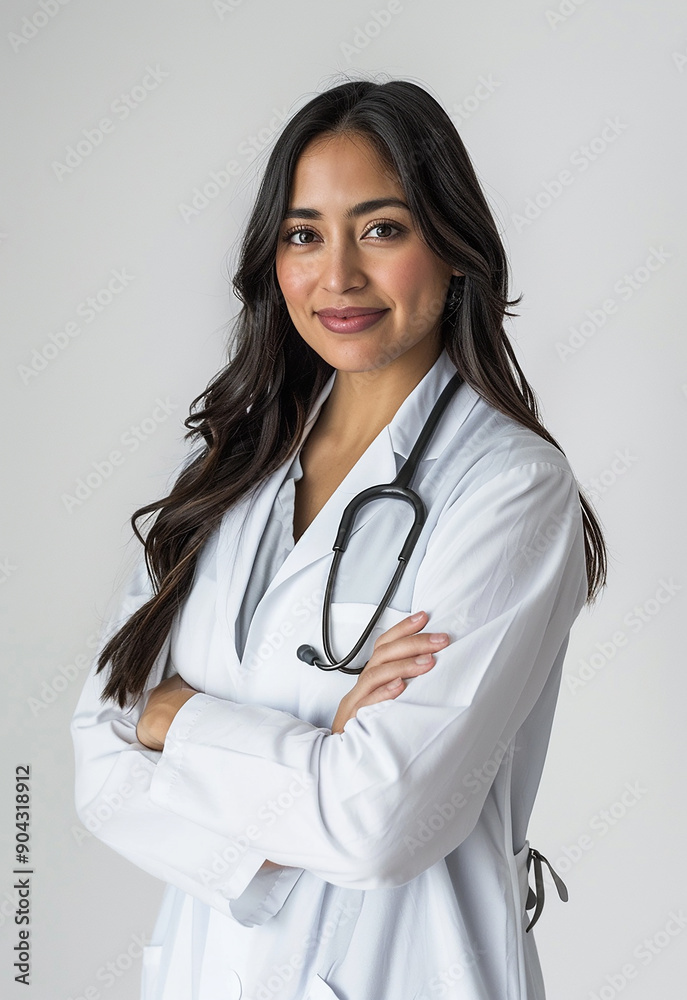 Confident Female Doctor with Stethoscope Smiling Confident Female Doctor with Stethoscope Smiling