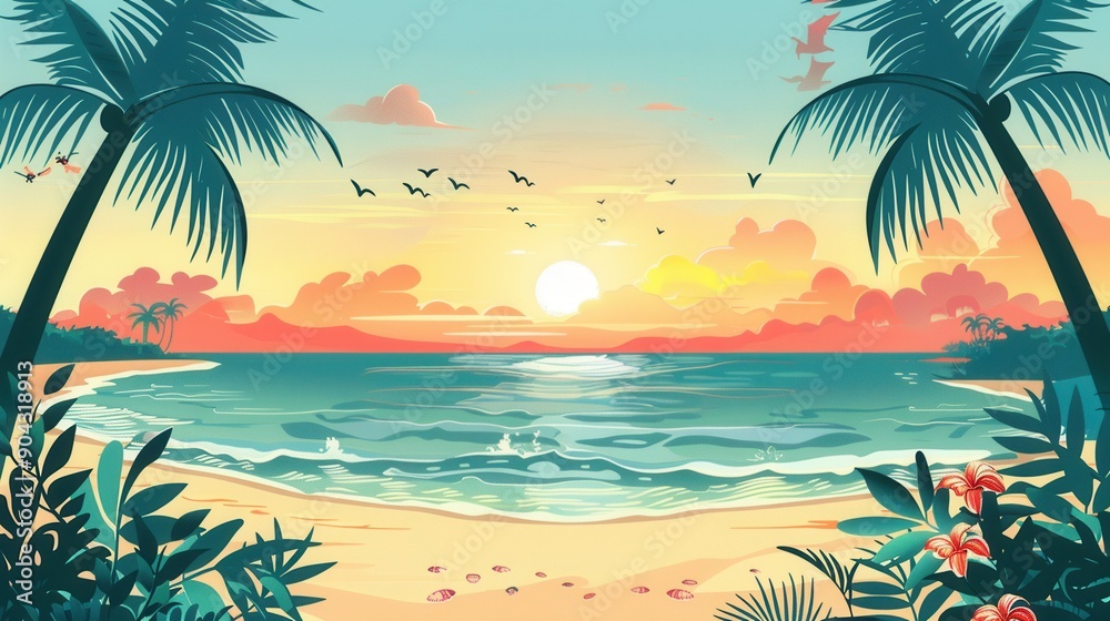 Fototapeta premium beach with palm trees