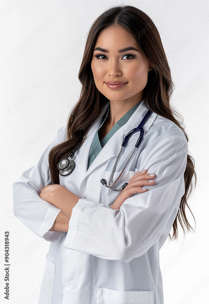 Confident Female Doctor with Stethoscope Smiling Confident Female Doctor with Stethoscope Smiling