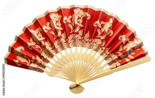 PNG Beautiful chinese fan red chinese new year white background.