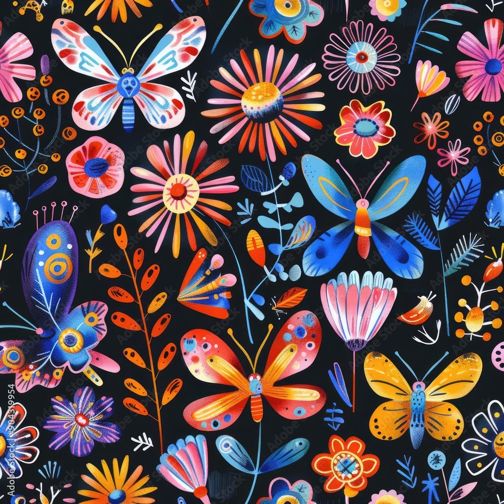 Whimsical eco-friendly seamless pattern with cute animals and plants, pastel colors, nature-inspired design, playful and bright Whimsical eco-friendly seamless pattern with cute animals and plants, pastel colors, nature-inspired design, playful and bright