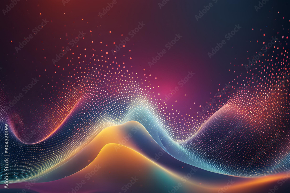 Fototapeta premium Wave of particles. Abstract background with a dynamic wave. Big data.