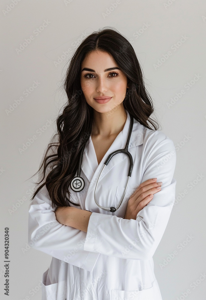 Confident Female Doctor with Stethoscope Smiling Confident Female Doctor with Stethoscope Smiling