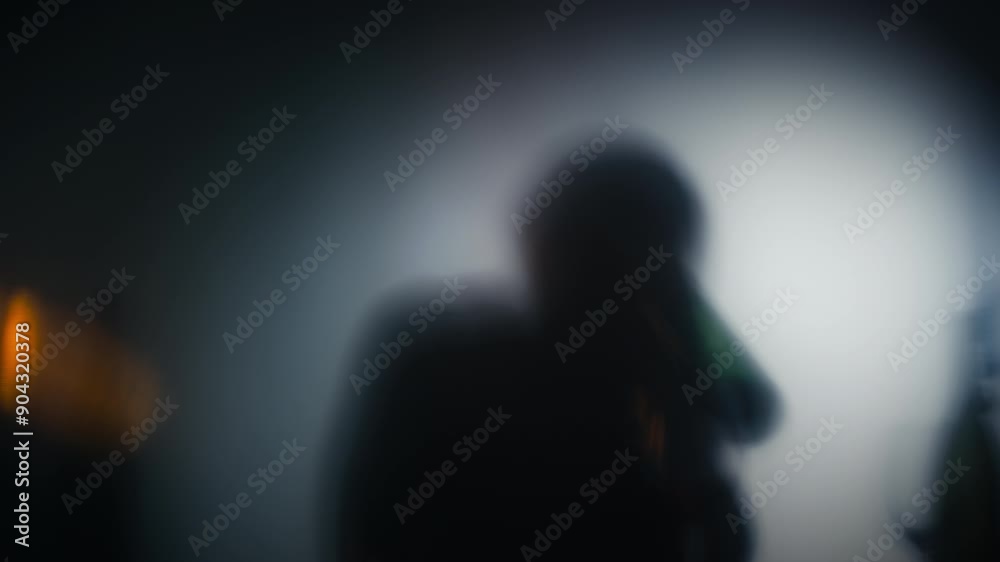 Silhouette of drunk woman drinking alcohol from a bottle, pain of loss, stress Silhouette of drunk woman drinking alcohol from a bottle, pain of loss, stress