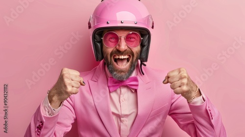 The man in pink suit photo