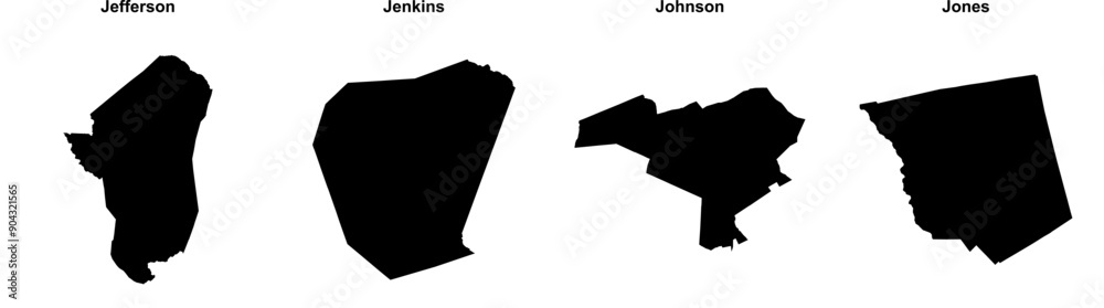Jefferson, Jenkins, Johnson, Jones outline maps Jefferson, Jenkins, Johnson, Jones outline maps