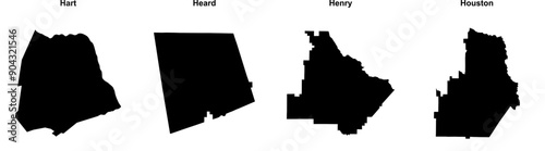 Hart, Heard, Henry, Houston outline maps
