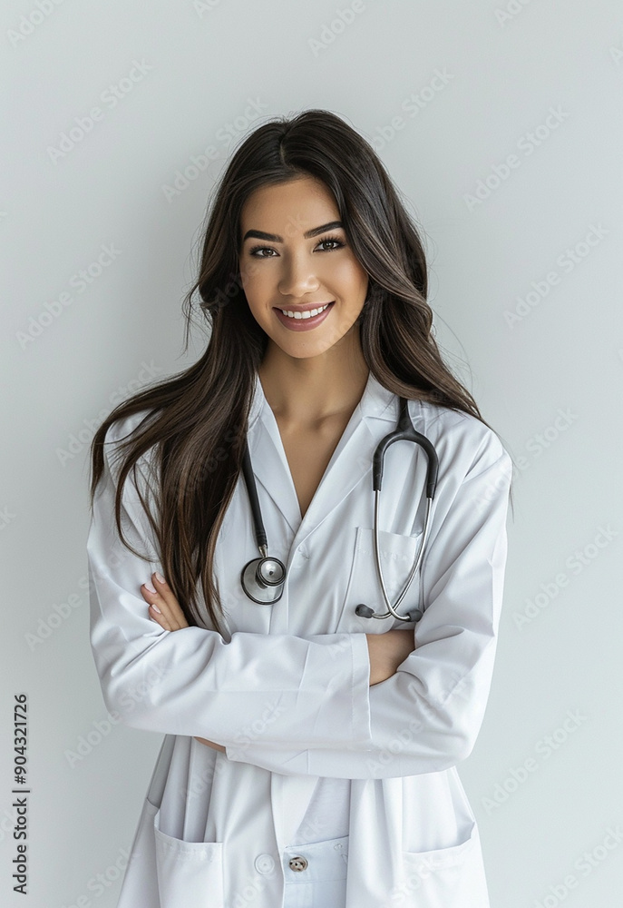 Confident Female Doctor with Stethoscope Smiling Confident Female Doctor with Stethoscope Smiling