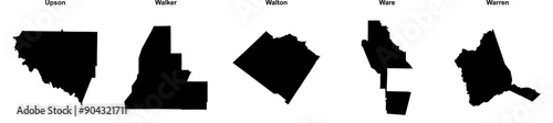 Upson, Walker, Walton, Ware, Warren outline maps photo