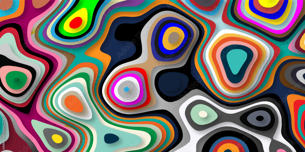 Fototapeta premium Creative illustration colorful abstract background vector with 3d papercut layer. Colorful wavy background papercut style.