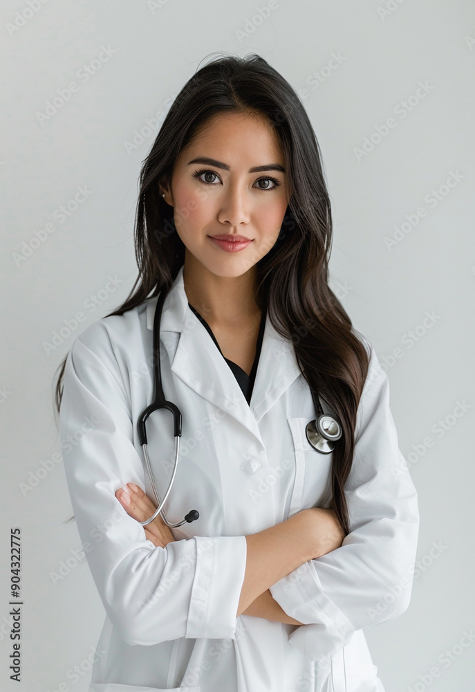 Confident Female Doctor with Stethoscope Smiling Confident Female Doctor with Stethoscope Smiling