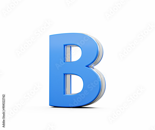 Blue Capital Letter B Gleams With Its Sleek Modern Design Bold Font With Sharp Edges 3D Illustration