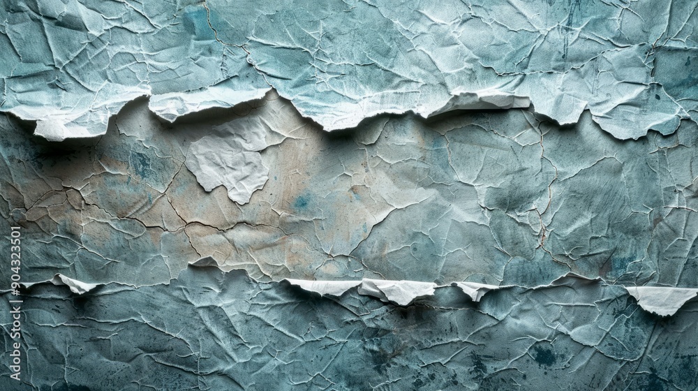 Fototapeta premium Vintage torn paper wallpaper against textured concrete background