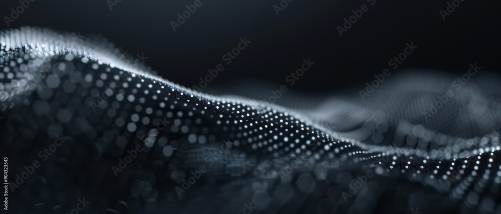 Minimalistic tech illustration of big data visualization with organized particles forming Minimalistic tech illustration of big data visualization with organized particles forming