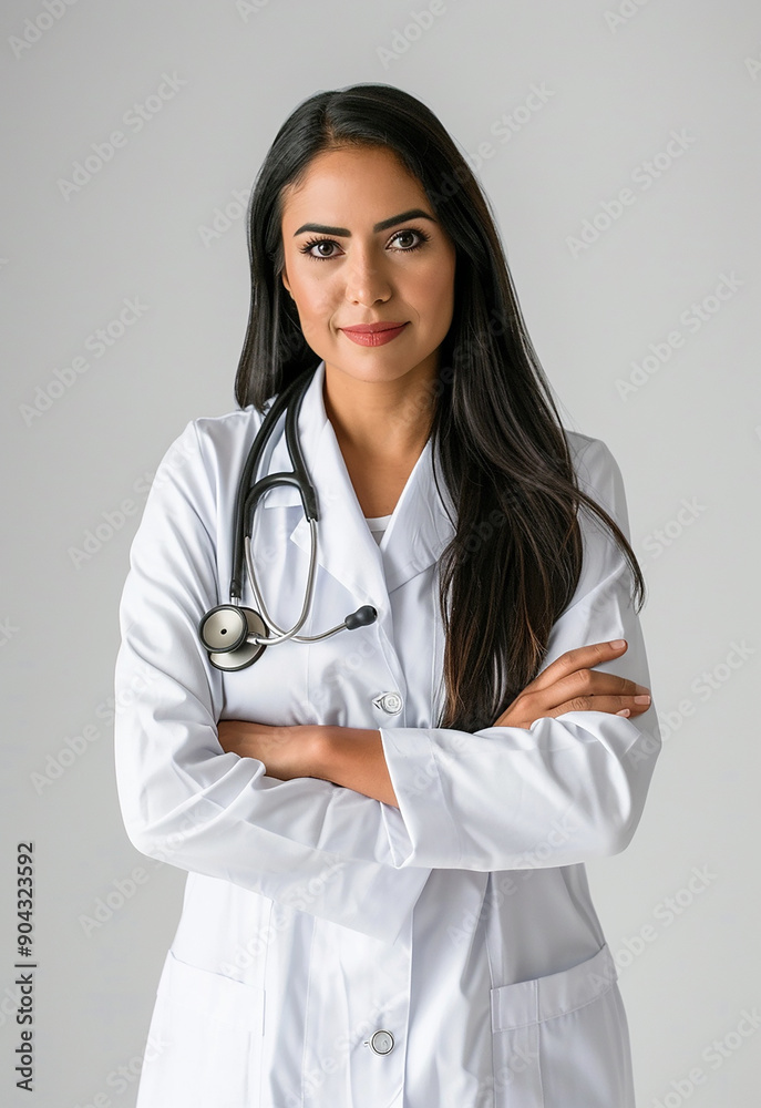 Confident Female Doctor with Stethoscope Smiling