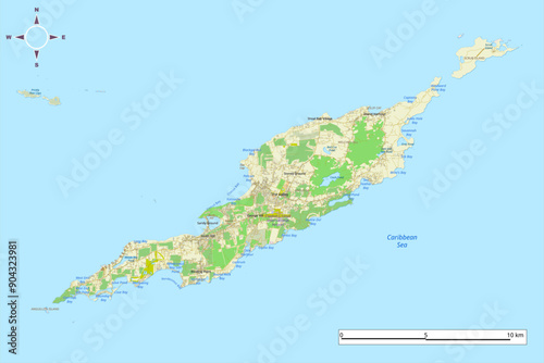 Detailed map of Anguilla Island 