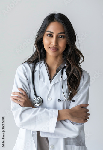 Confident Female Doctor with Stethoscope Smiling