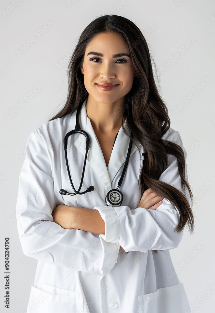 Confident Female Doctor with Stethoscope Smiling Confident Female Doctor with Stethoscope Smiling