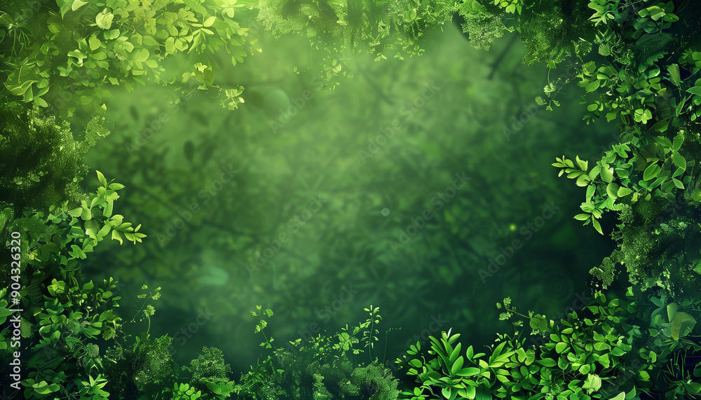 A lush, dense canopy of vibrant green foliage creates a tranquil and immersive natural frame. A lush, dense canopy of vibrant green foliage creates a tranquil and immersive natural frame.