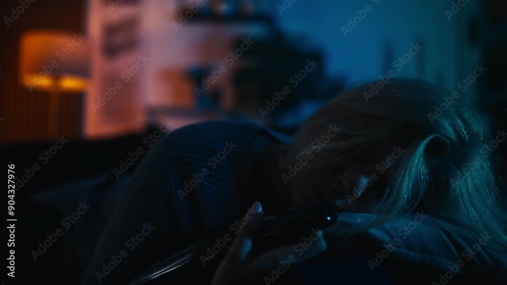 Drunk woman sleeping on sofa with an empty alcohol bottle, womens alcoholism Drunk woman sleeping on sofa with an empty alcohol bottle, womens alcoholism