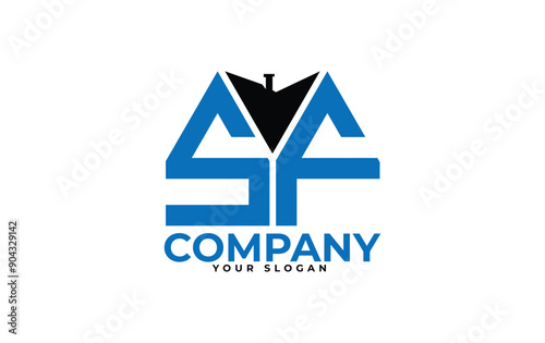SF letter creative real estate vector logo design.