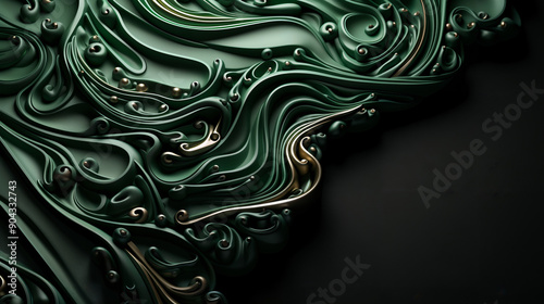 astarte.ai: Elegant Forest Green Swirls with Golden Accents
 photo