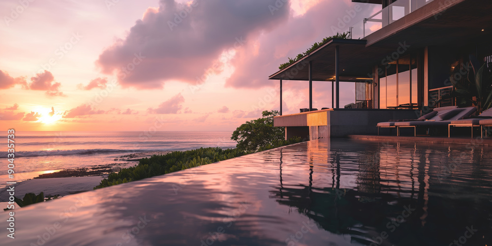 Luxury Oceanfront Villa with Infinity Pool at Sunset