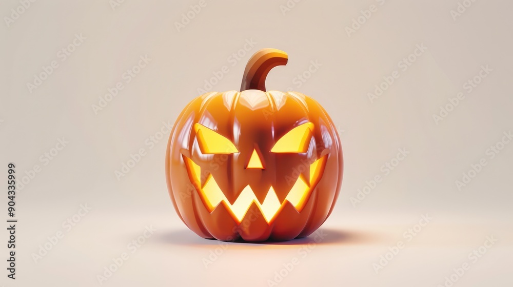 Illuminated Jack-o'-Lantern with Glowing Eyes and Grin Illuminated Jack-o'-Lantern with Glowing Eyes and Grin