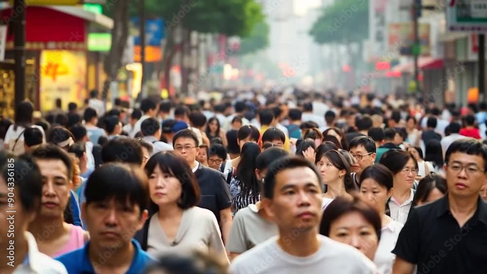 Crowd of people walking city street Crowd of people walking city street