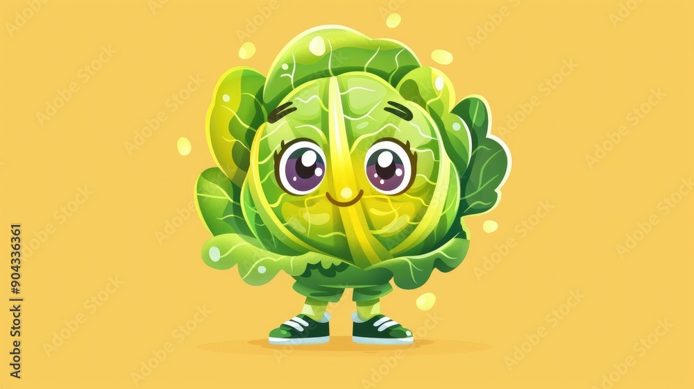 Cute Cartoon Cabbage Character Cute Cartoon Cabbage Character