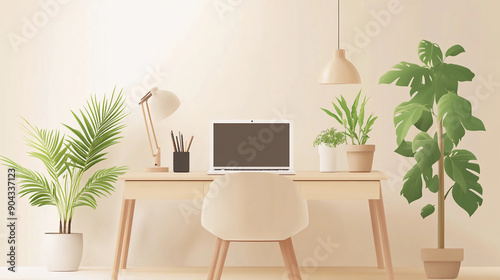 Images of minimalist and aesthetic home office arrangements that are currently trending